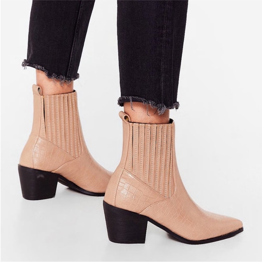 Nasty Gal Nude Faux Leather Booties
